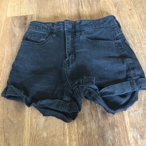Black high rise jean shorts!